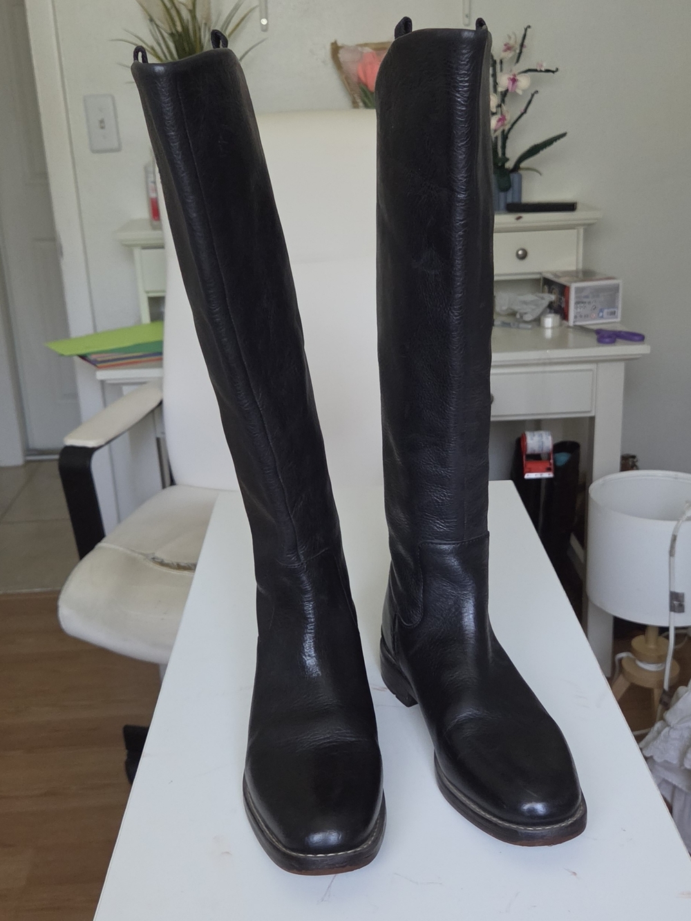 Franco Sarto Black Leather "Meyer" Knee High Women Boots Size 7M